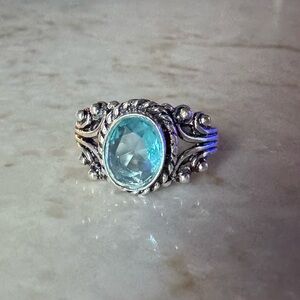 NWOT Sundance Zephyr Ring, Blue Topaz, Sterling Silver